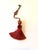 Ruby Red Beaded Key Tassel in Terracotta Red and Gold Satin With Cut Velvet Detail For Sale - Image 8 of 16