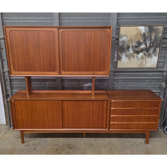 Wood 1950s Modular 3 Piece Danish Teak Hutch For Sale - Image 7 of 12
