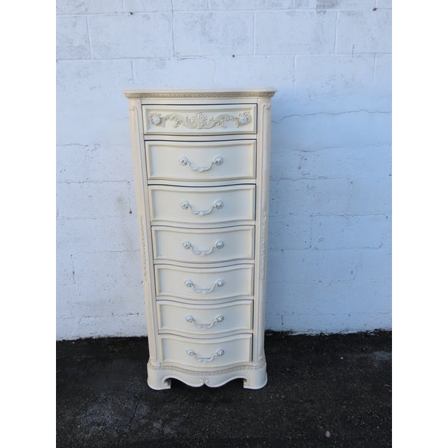 French Painted Tall Narrow Lingerie Jewelry Chest 6321 For Sale - Image 16 of 17