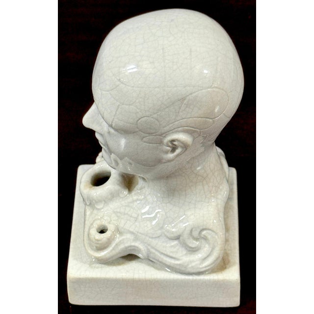 19th Century Staffordshire Creamware Phrenology Head Inkwell, Stamped “55” For Sale - Image 9 of 13