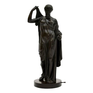 Large Neoclassical French Bronzse Robed Lady, 1880 For Sale