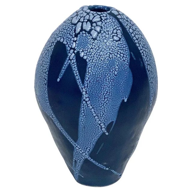 Blue/Blue Dragon Egg Vase by Astrid Öhman For Sale - Image 6 of 6