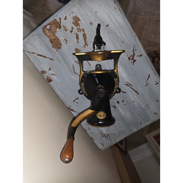 Victorian Antique English Cast Iron Coffee Grinder For Sale - Image 3 of 10
