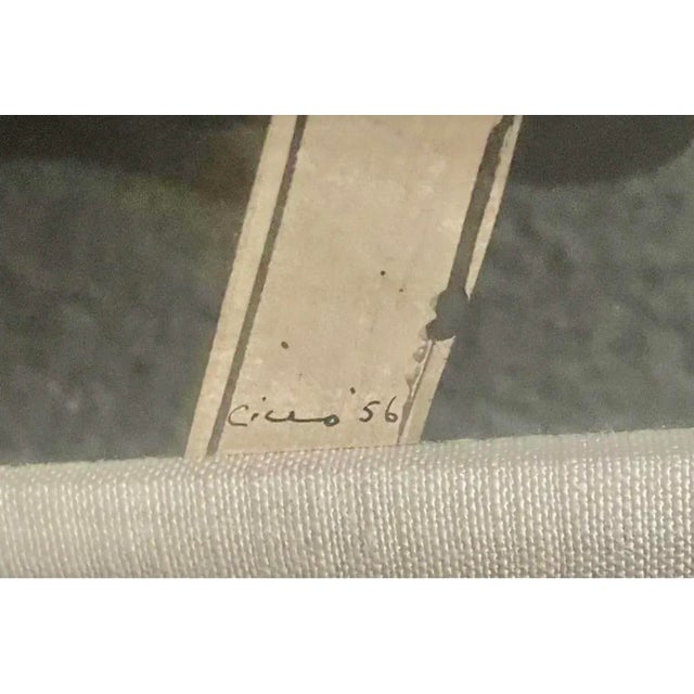 1940s Mid-Century 40’s Black & White Abstract Painting, Framed, Signed, 19” X 26” For Sale - Image 5 of 7