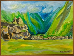 Marius Sznajderman, Large Venezuelan Modernist Abstract Oil Painting Machu Picchu Marius Sznajderman, 1983