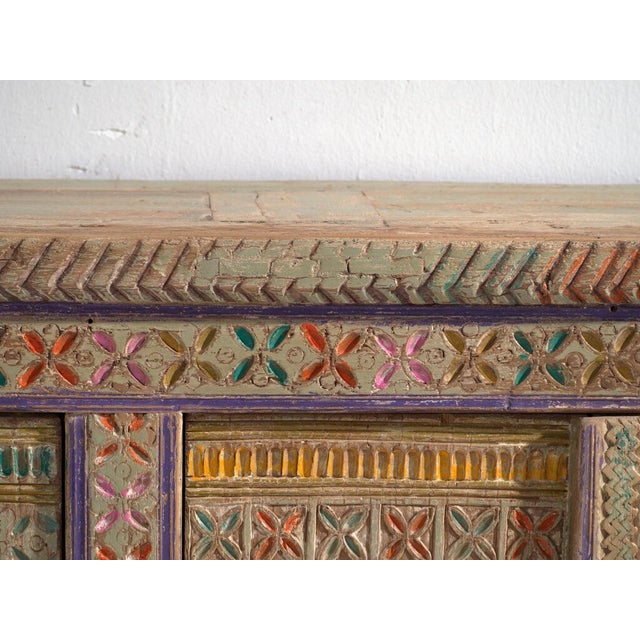 Antique Painted Uyghur Xinjiang Silk Road Sideboard or Cabinet For Sale - Image 9 of 15