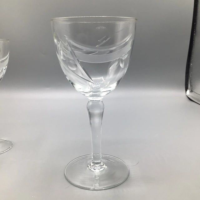 Mid-Century Modern Cut Crystal European Abstract Line and Bubble Stemware-Set of 39 For Sale - Image 3 of 13