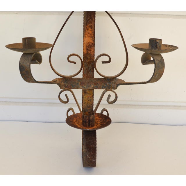 Rustic Iron Wall Sconce Candle Holder Chairish