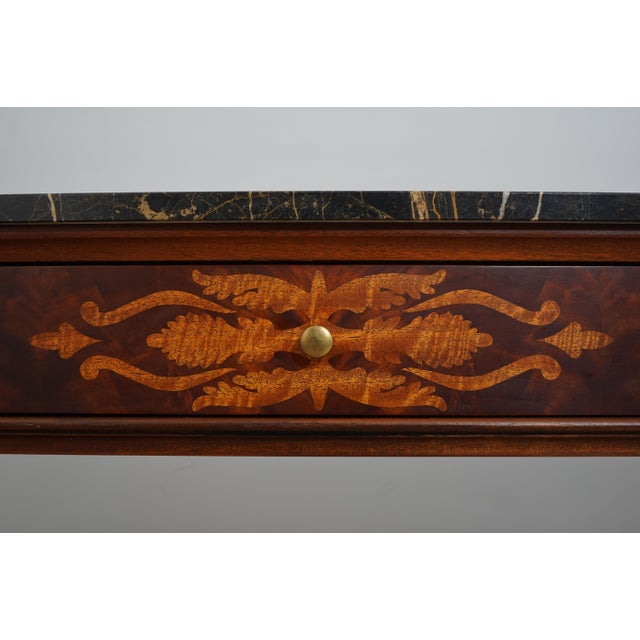 Henredon Inlaid Mahogany Marble Top Console Sideboard For Sale - Image 12 of 18