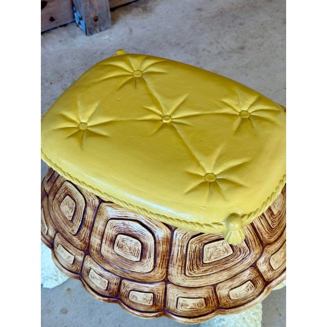 Vintage Hollywood Regency Cast Resin Turtle Garden Stool - Accent Table For Sale In Naples, FL - Image 6 of 12