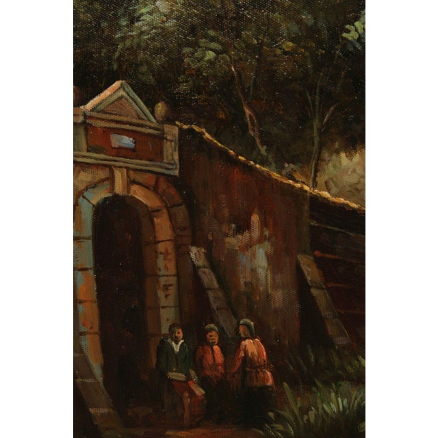 Italian Village Scene Oil Painting, Signed For Sale - Image 11 of 12