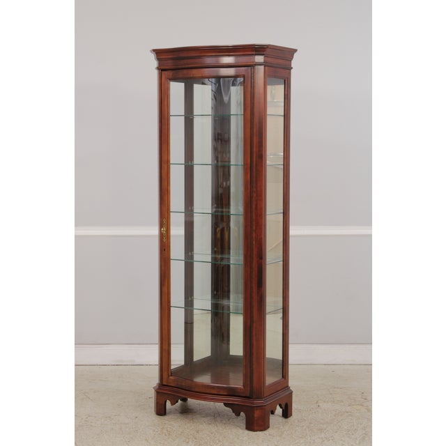 Pair Jasper Cherry 1 Door Glass Curio Display Cabinets For Sale - Image 4 of 18