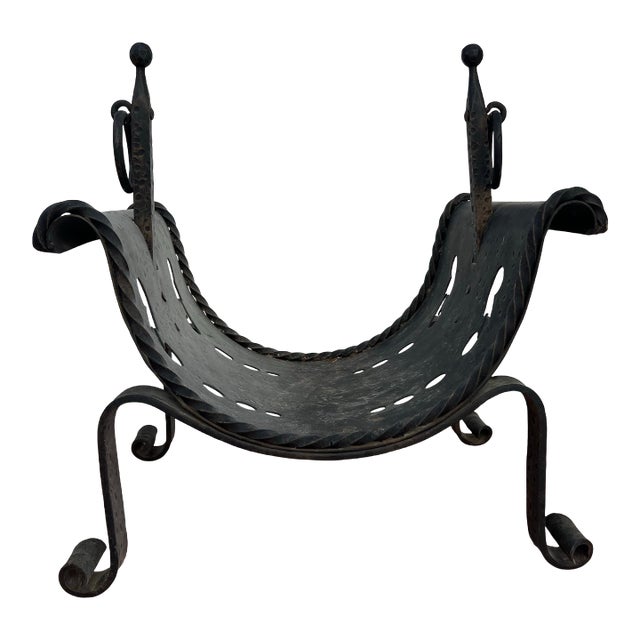 Vintage Cast Iron Fireplace Firewood Holder For Sale