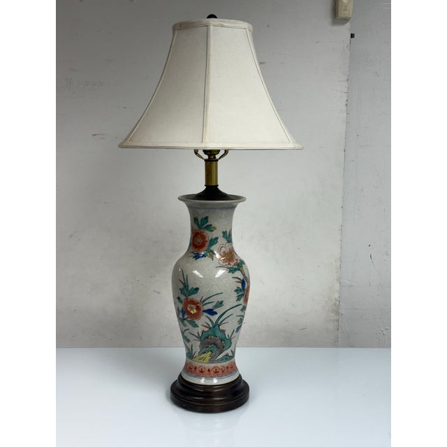 Blue Late 20th Century Aladin Lamps & Shades Floral Porcelain Table Lamp For Sale - Image 8 of 12
