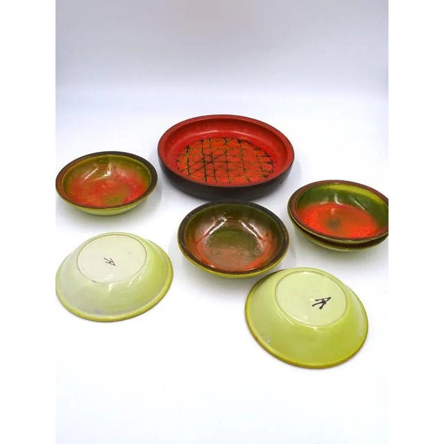 Glazed Ceramic Bowls by Alessio Tasca, 1970s, Set of 7 For Sale - Image 3 of 14