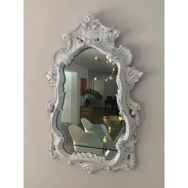 Mid 20th Century White & Black Baroque Style Lacquered Mirror For Sale - Image 5 of 13
