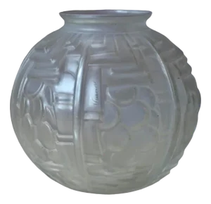 Art Deco Sandblasted Glass Vase from Vianne, 1930s