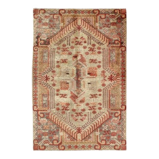 Khotan Antique Rug With Exquisite Tribal Patterns in Gray, Light Blue, Orange For Sale