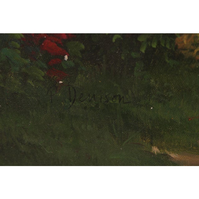 Paint Large Hand Painted Oil Painting on Canvas Outdoor Garden Scene For Sale - Image 7 of 18