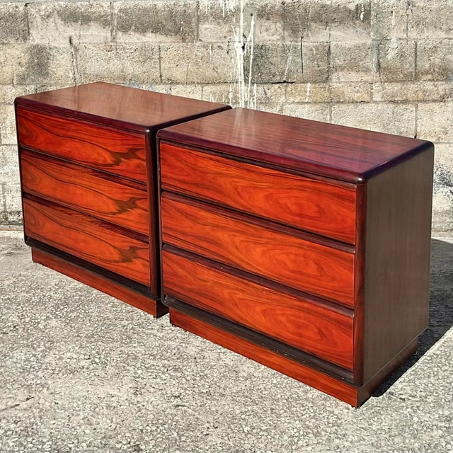 Mid 20th Century Vintage Mid-Century Modern Brouer Rosewood Chest of Drawers - A Pair For Sale - Image 5 of 10
