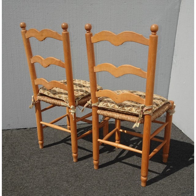 Pair of Vintage French Country Rush Tan Side Chairs W Cushions For Sale In Los Angeles - Image 6 of 13