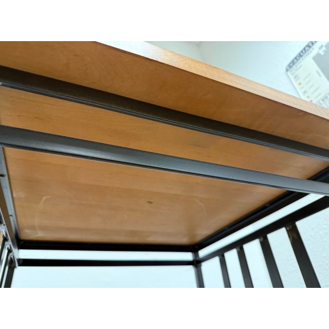 Industrial Iron + Wood Three Tier Side Table For Sale - Image 10 of 12