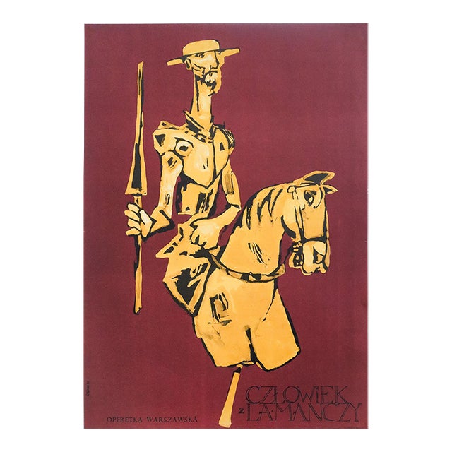 1971 Polish Musical Theatre Poster - Czlowiek La Manczy (Man of La Mancha) - Otto Axer For Sale