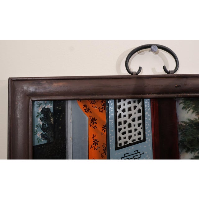 Chinese Antique Chinese Reverse Glass Painting – Mother & Daughter Scene For Sale - Image 3 of 7