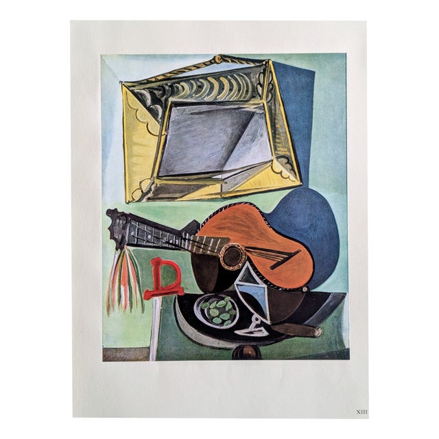 Pablo Picasso, Still Life with Guitar, Color Offset Lithograph on Pur de Marais Fil Paper, 1943 For Sale