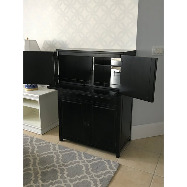 Clyde Bar Cabinet Pottery Barn Mahogany Wood Black Chairish