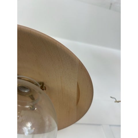 Mid-Century Modern Wood Shade Wall Sconce With Glass Globe For Sale In Los Angeles - Image 6 of 11