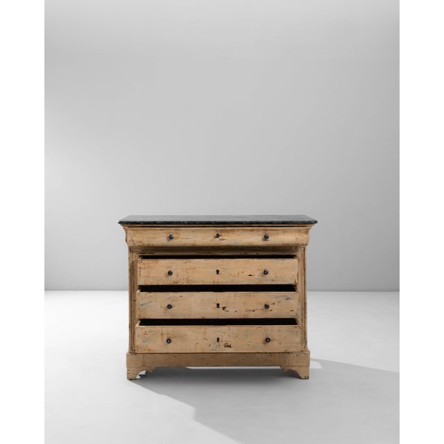 1880s French Wood Patinated Chest of Drawers With Marble Top For Sale - Image 4 of 18