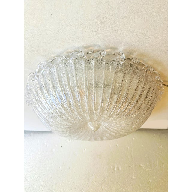 Glass Traditional Italian White Graniglia" Budino"Murano Glass Flush Mount in 70' Style For Sale - Image 7 of 10