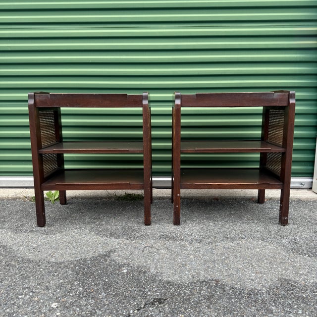 Wood Pair of Vintage Edward Wormley for Dunbar Nightstands For Sale - Image 7 of 15