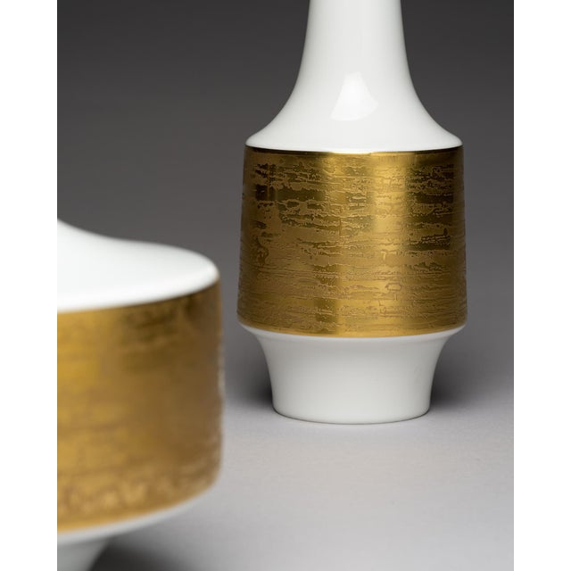 White and Gilt Porcelain Vases by Heinrich Selb, Germany, 1960s, Set of 2 For Sale - Image 9 of 18