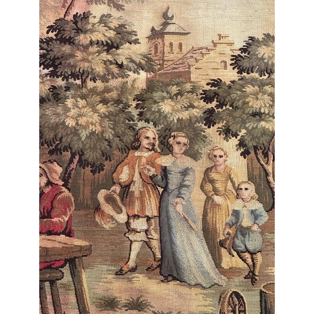 1970s Antique French Aubusson Jacquard Tapestry Village, 1970s For Sale - Image 5 of 18