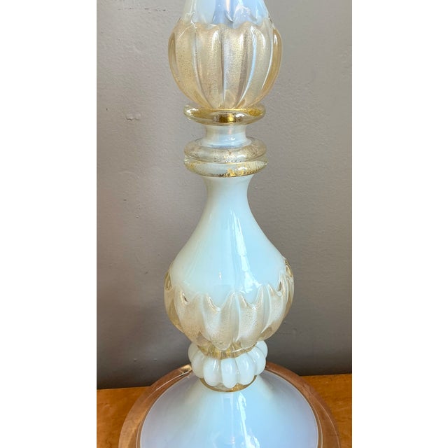 Vintage Murano Opalescent Glass and Lucite Table Lamp For Sale - Image 9 of 12