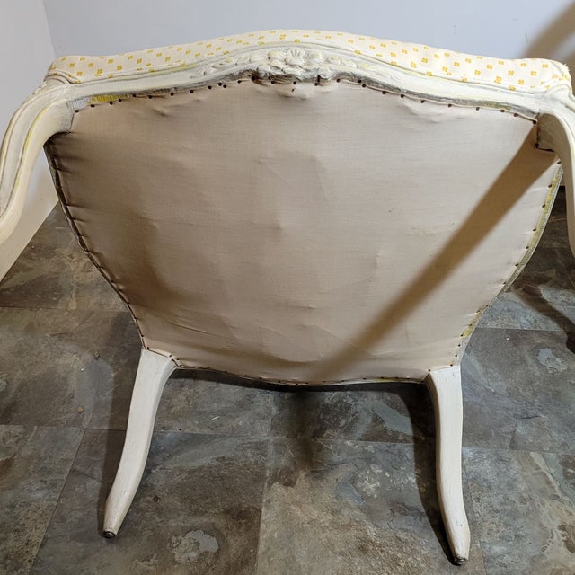Early 20th Century Louis XV Style Painted Bergère Armchairs With Down Cushions – Pair For Sale - Image 10 of 14