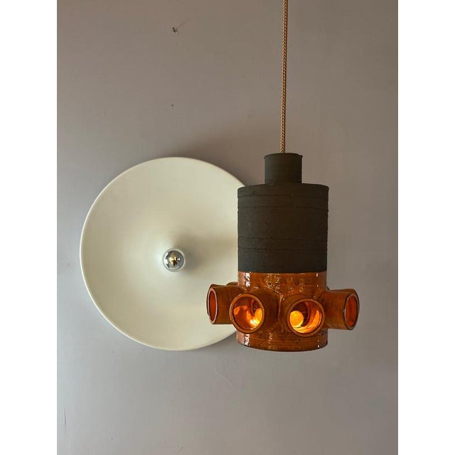 Orange and Brown Ceramic Hanging Lamp For Sale - Image 11 of 11