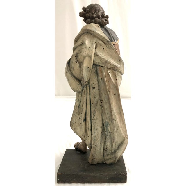 A Late 17th C. Italian or Northern European Carved Wood Sculpture of a Saint For Sale In Charleston - Image 6 of 9