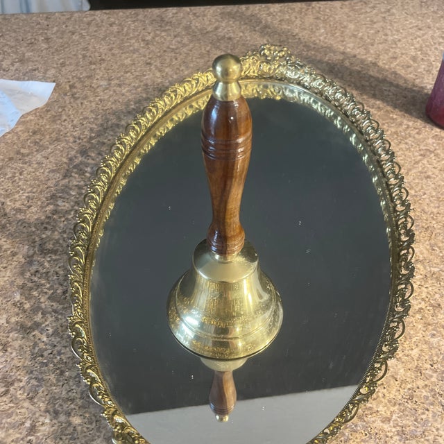 Brass Bell With Wooden Handle For Sale In Dallas - Image 6 of 9