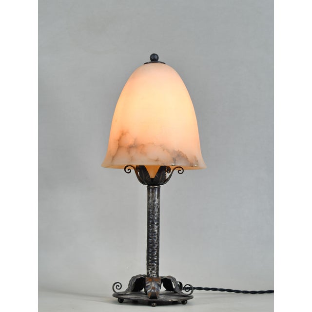 Art Deco French Art Deco Lamp by Edgar Brandt - 1925 Wrought Iron France For Sale - Image 3 of 18