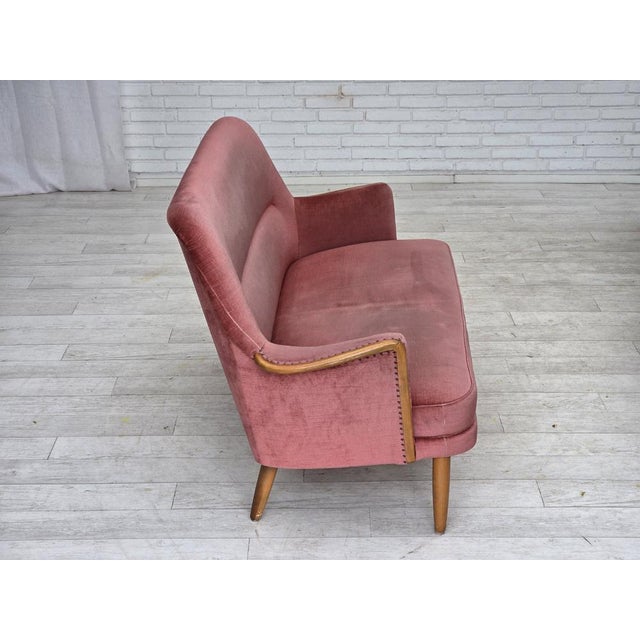 Swedish 2-Seater Sofa in Pink Velour and Beech, 1970s For Sale - Image 6 of 18
