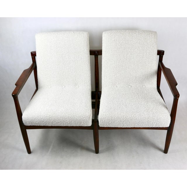 Vintage Double Sofa Bench in Ivory Bouclé, 1970s For Sale - Image 6 of 13