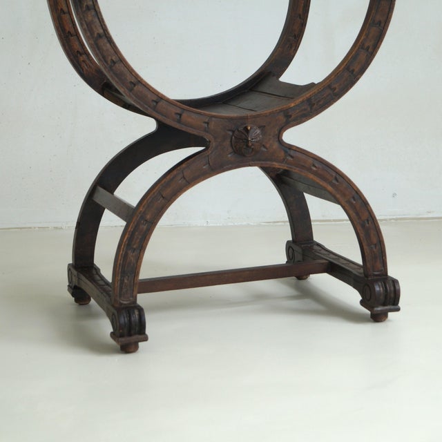 Curule or Dagobert Armchair in Walnut, Italy, 1910s For Sale - Image 15 of 18