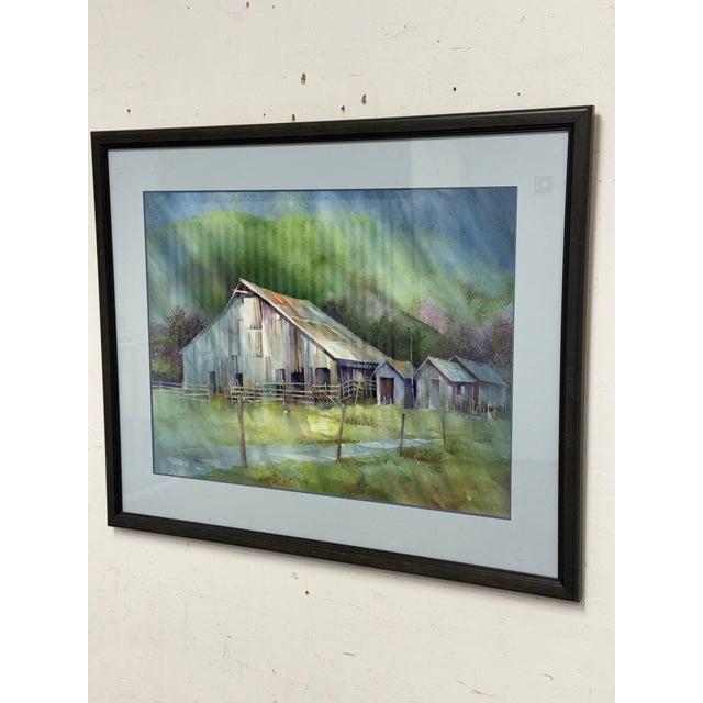 Design Plus Gallery presents East Bay Barn Tassajara Road, a Framed Watercolor by Hal Booth from 1996. This watercolor...