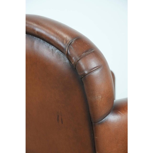 Art Deco Club Chair in Sheepskin Leather For Sale - Image 13 of 14