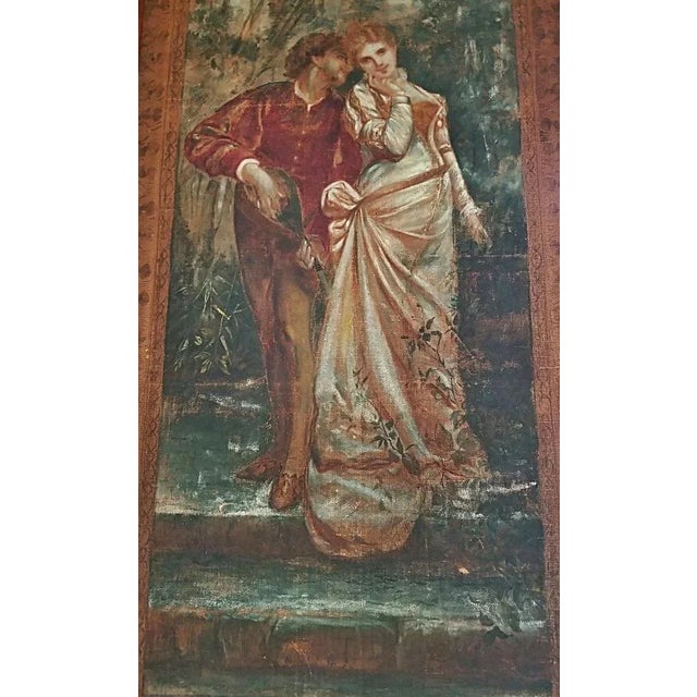 Wood Monumental Framed Italian 18th C. Painted Tapestries - a Pair For Sale - Image 7 of 13