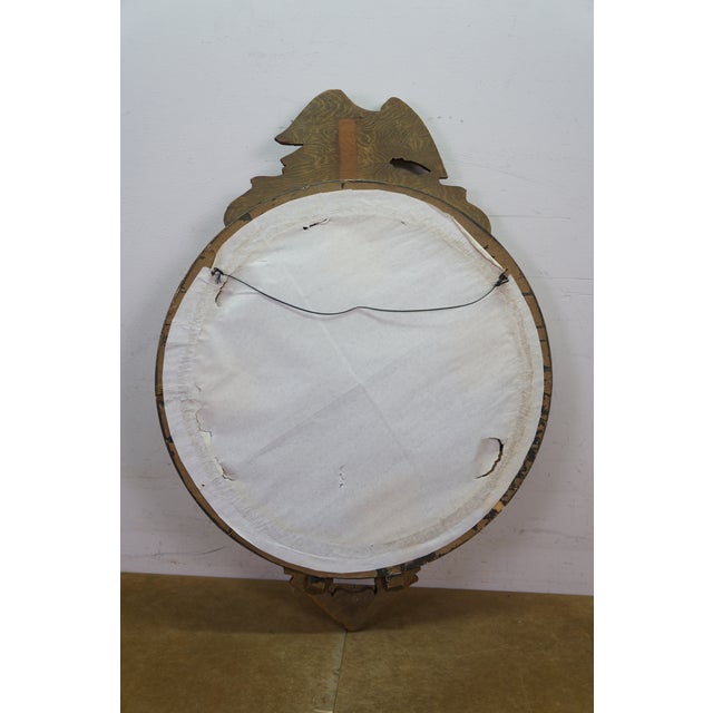 Antique Federal Giltwood Convex Bullseye Rondel Eagle Wall Mirror 31" For Sale - Image 12 of 15