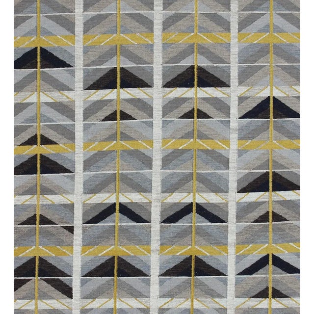 Modern Swedish Rug in Gold, Gray and Black by Keivan Woven Arts 9'4 X 11'5 For Sale - Image 4 of 6